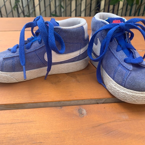 Toddler Blue Suede Nike Mid Blazer 77 Sz 8 - Picture 3 of 6